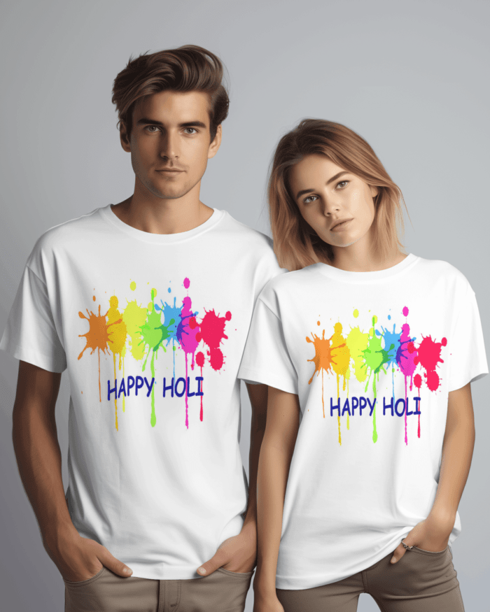 Couple Holi T-shirt ( Holi-Design )